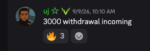 Community member sharing an incoming withdrawal