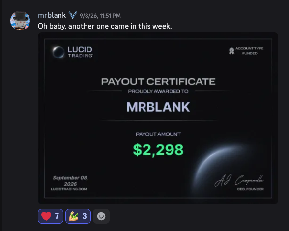 Community member sharing a payout certificate